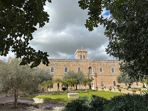 Facade of the main building of the monastery Beit Jamal