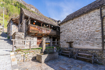 Sonogno Village view in Valle Verzasca of Switzerland