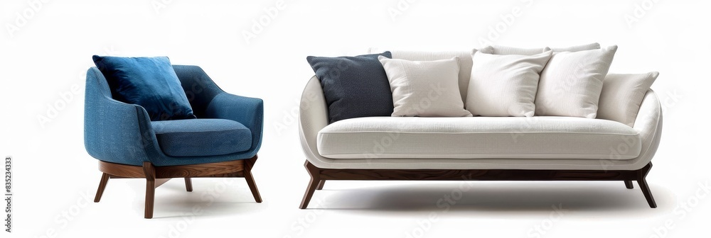 Poster an interior furniture cutout set of two seated sofas on a transparent background - generative ai