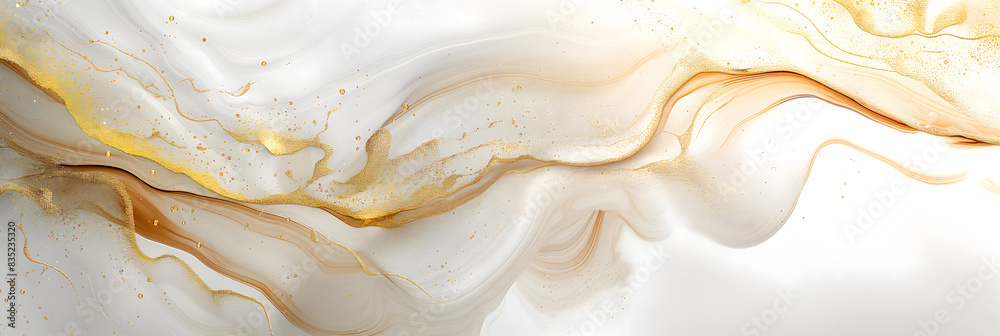 Poster Abstract Golden Swirls with White and Glitter Textures for Creative Backgrounds