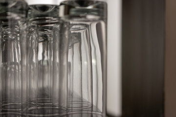 upside down highball glasses close-up