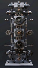 Fototapeta premium 3D Model Abstract Art of Mechanical industrial abstract automata performing synchronized routines