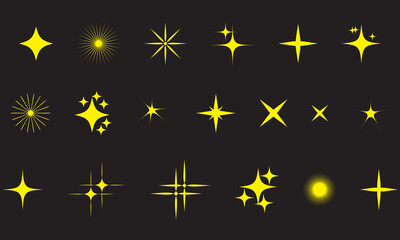 Twinkle stars icon collection. Shine icons silhouette. Stars sparkles vector, Minimalist silhouette stars icon, Sparkle star icon vector set.
