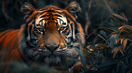 old tiger looking straight into the lens