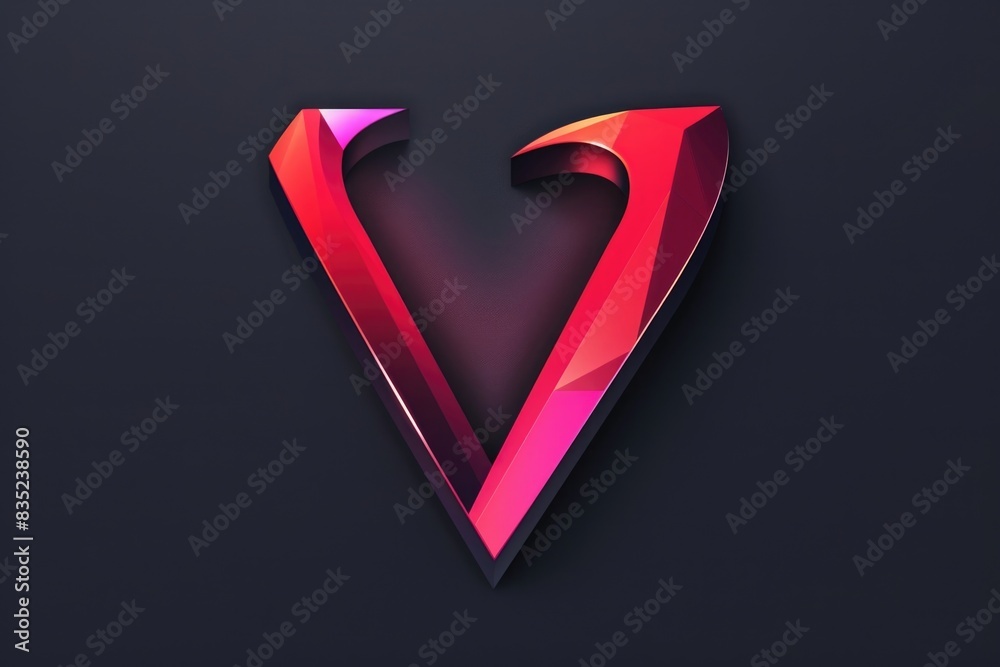 Poster a red v-shaped object on a black background