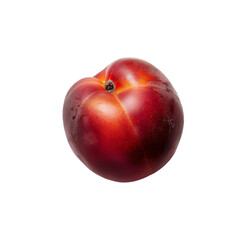 Obraz premium Produce a visually appealing and mouth-watering depiction of a single nectarine viewed from a top-down angle on a stark white backdrop, perfect for product packaging design