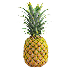 Fototapeta premium Illustrate a gorgeous watercolor rendition depicting a panoramic view of a luscious pineapple showcased against a clean, white background