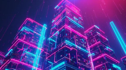 Fototapeta premium Model Abstract Art of Nextgen abstract cybersecurity tower safeguarding digital assets