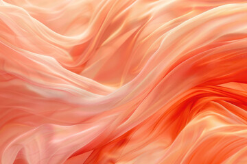 Elegant Waves of Soft Coral Fabric in Flamingo Plume and Rosette, Perfect for Text Overlay