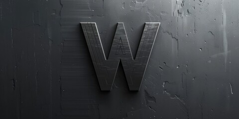 A close-up of a black wall with the letter W prominently displayed