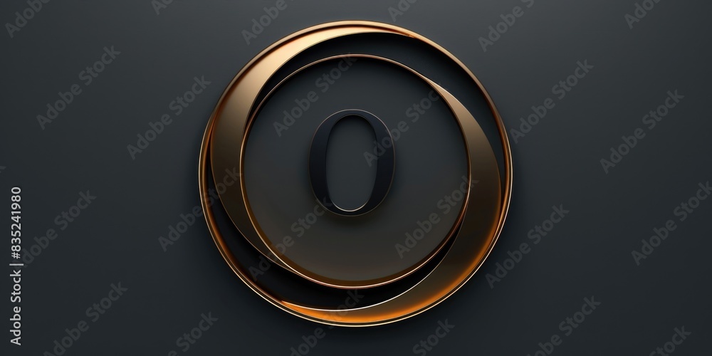 Poster A simple yet elegant design featuring a black background with gold letters forming the letter 'O'