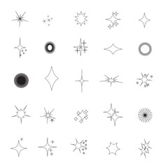 Sparkle star icon vector set. Twinkle stars icon collection. Shine icons silhouette. Stars sparkles vector, Minimalist silhouette stars icon