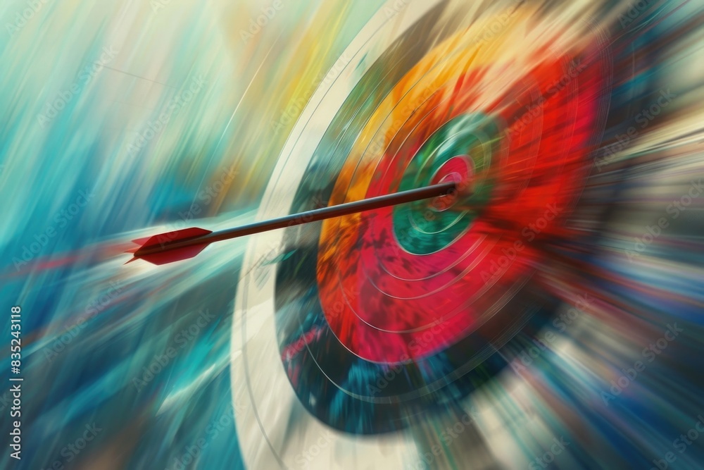 Aufkleber a colorful target with an arrow shot into its center