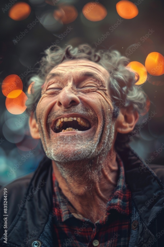 Aufkleber a happy man with a long beard smiling, suitable for use in advertising, editorial or personal projec