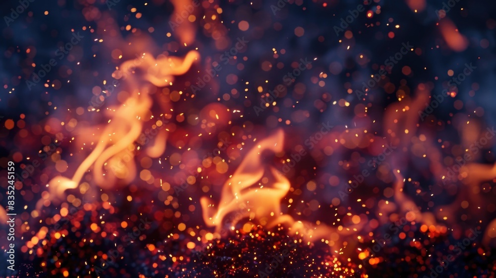 Poster A close-up shot of a fire with many sparks, useful for any context where flames are needed