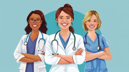 Fototapeta premium A group of medical professionals standing side by side, possibly during a conference or meeting