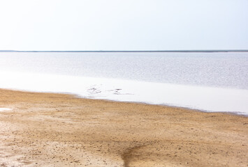 Lake in the steppe in spring as a background