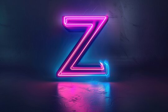 Neon letter Z on a dark background, ideal for futuristic or technology-related uses