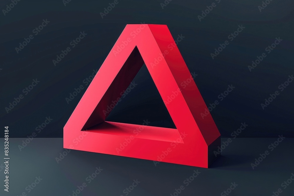 Leinwandbilder A close-up of a bright red triangular shape on a dark background, suitable for use in designs where attention is needed
