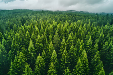 Aerial top view of rural forest in summertime, captured by a drone in Finland.