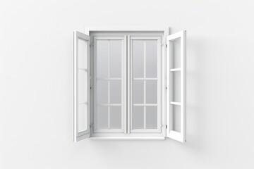 Obraz premium A window with white shutters on a white wall, simple and clean design