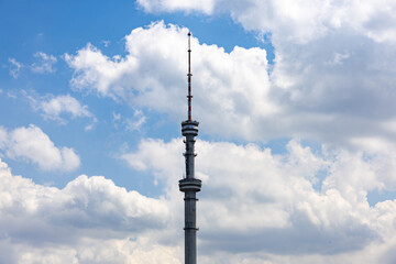 Obraz premium Koktobe Television Tower in Almaty, beautiful blue sky, Kazakhstan