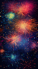 Fototapeta premium New Year atmosphere, colorful fireworks