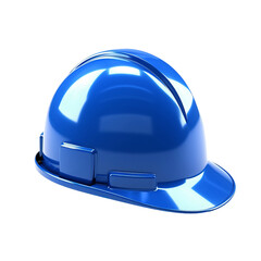 blue construction hat on an isolated white background