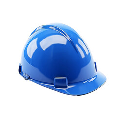 blue construction hat on an isolated white background