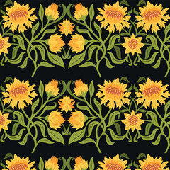 Web  Ornament. Seamless floral pattern in decorative style.