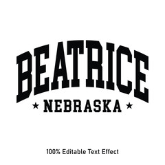 Beatrice text effect vector. Editable college t-shirt design printable text effect vector