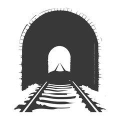 silhouette train tunnel entrance black color only