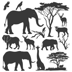 silhouette wildlife black color only