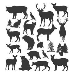 silhouette wildlife black color only