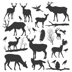 silhouette wildlife black color only