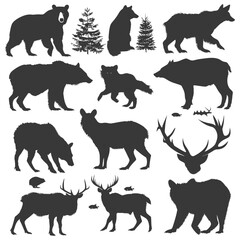 silhouette wildlife black color only