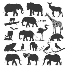 silhouette wildlife black color only