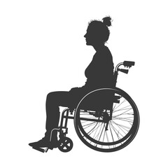 Obraz premium silhouette woman in a wheelchair full body black color only