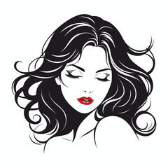 Elegant Woman Silhouette Illustration Flowing Hair Beauty Logo