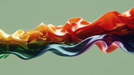 Clear soft mint green background with a 3D rendered abstract composition of crisp rainbow geometric waves, creating a refreshing and lively scene