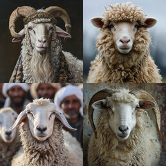 Goat Qurban Eid al adha mubarak festival islamic background, Witness heartfelt Eid celebration moments during Bakra Eid as people participate in age-old traditions, Arabic lantern design