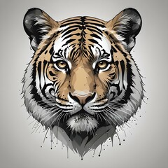 colored sketch drawing of a tiger's head