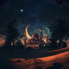 Goat Qurban Eid al adha mubarak festival islamic background, Witness heartfelt Eid celebration moments during Bakra Eid as people participate in age-old traditions, Arabic lantern design