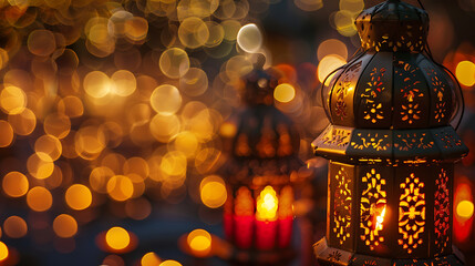 Goat Qurban Eid al adha mubarak festival islamic background, Witness heartfelt Eid celebration moments during Bakra Eid as people participate in age-old traditions, Arabic lantern design