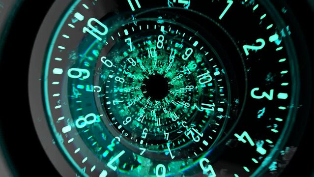 Time Spiral Symbolizing Time Machine. Endless Time Video Loop Background