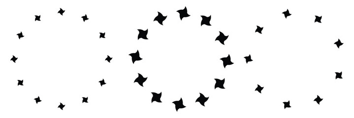 Obraz premium Star in circle icon set. Frame from stars isolated on white background. Abstract decorative pattern. Circle with black star icon. Vector Illustration .