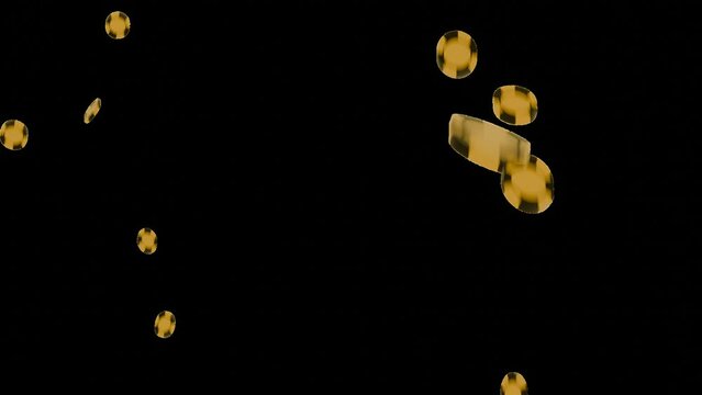Casino chips falling like rain, a glittering celebration of triumph. Alpha, Transparent background