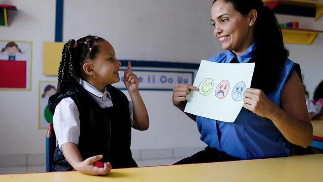 Child therapy for emotion regulations. Psychologist help kid on therapeutic lesson