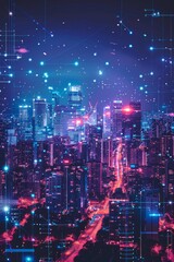 Modern Technology Concept: Smart city big data connection technology.