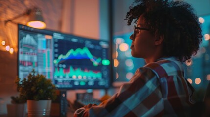 A person is sitting in front of a computer monitor, focusing on the screen and typing on a keyboard.